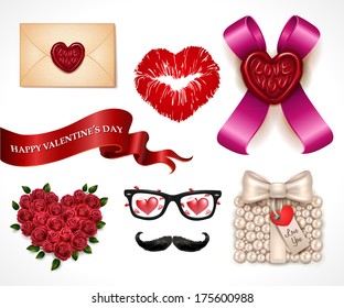 Valentine`s Day icon set - vector illustration.