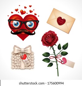 Valentine`s Day icon set - vector illustration.
