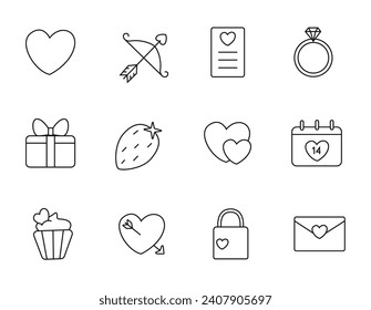 Valentine's day icon set. Vector illustration. 