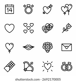Valentines Day icon set vector illustration