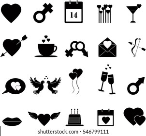 Valentines day icon set, vector illustration