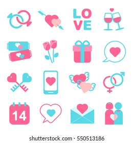 Valentine's day icon set vector and illustration