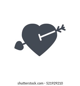 Valentines Day Icon Solid Glyph Heart Arrow silhouette
