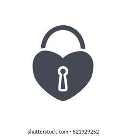 Valentines Day Icon Solid Glyph Heart Lock silhouette