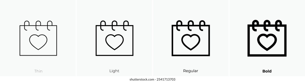 valentines day icon. Thin, Light Regular And Bold style design isolated on white background