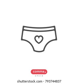 Valentine's day icon, underwear vector, pant symbol.