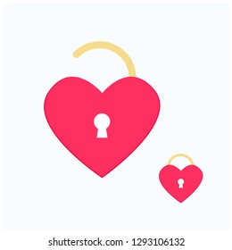 valentine's day icon. unlock key heart concept 