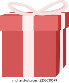 Valentine's day icon, vector, cartoon illustration. Beautiful gift in a pink box with a white ribbon. It can be used for social media content, greeting cards and presentations