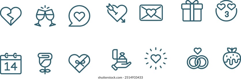 valentines day icon vector design set , love icon