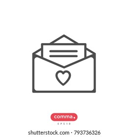 Valentine's day icon vector, love message symbol.