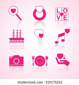 Valentine's day icon vector set of pink
