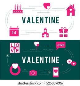 Valentine's day icon vector set of pink