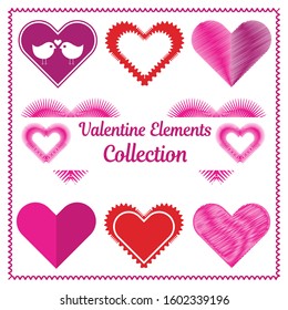 Valentine's day icons elements collection. Vector illustration. Love concept symbols. Cupid bow, gender sign, couple, sweet cupcake, love letter, love poison.