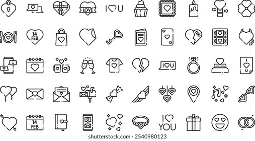 Iconos del día de San Valentín Colección de iconos vectoriales de alta calidad con trazo editable. Ideal para Profesional y Proyectos Creativos.