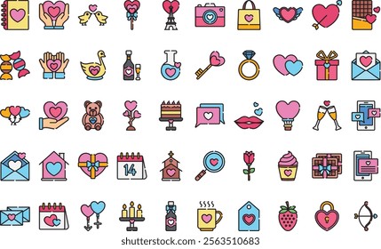 Valentines day icons High-Quality Vector Icons Collection with Editable Stroke. Ideal for Professional and Creative Projects.