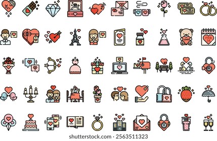 Valentines day icons High-Quality Vector Icons Collection with Editable Stroke. Ideal for Professional and Creative Projects.