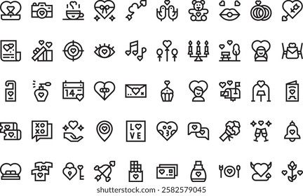 Valentines day icons High-Quality Vector Icons Collection with Editable Stroke. Ideal for Professional and Creative Projects