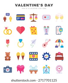 Paquete De Iconos Del Día De San Valentín. Conjunto de iconos planos. Colección De San Valentín.