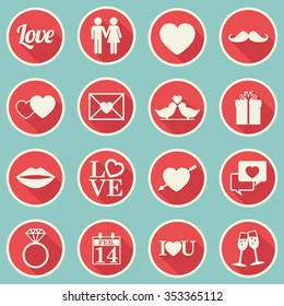 Valentines Day Icons  Set - flat design - vector eps10