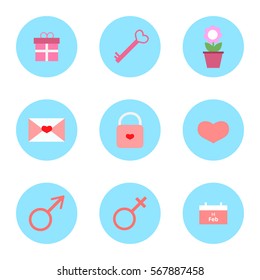 Valentines Day Icons Set - flat design - vector eps10