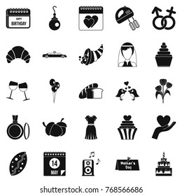Valentines Day icons set. Simple set of 25 valentines day vector icons for web isolated on white background