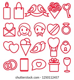 Valentine's Day icons set vector