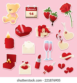 Valentine's Day icons. Simple gradients - easy to change color. White outlines can be easily removed and icons used without. 