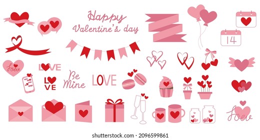 Valentine's day icons and sticker design. Valentine concept design elements. Vector illustration.