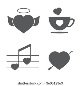 Valentines day icons, vector signs for valentines day cards