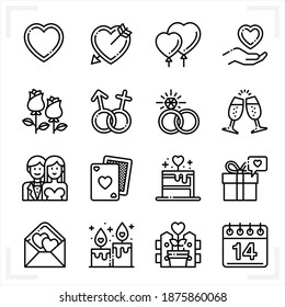 Valentine's Day icons with White Background	