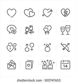 Valentine's Day icons with White Background 