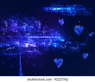 Valentine's day illustration, abstract tree in the hearts background eps10