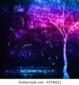 Valentines day illustration, abstract tree in the hearts background eps10