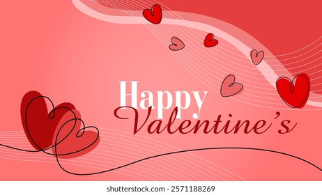 Valentine's day illustration background. red and pink paper hearts on geometric background. Cute love sale banner or greeting card. Eps 14