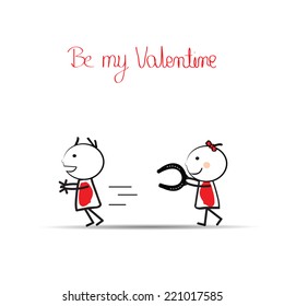 valentine's day illustration with boy and girl