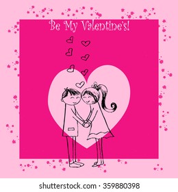 Valentine's day illustration with boy and girl