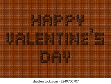 Valentine's day illustration. Chocolate letters on chocolate bar background. Vector illustration.