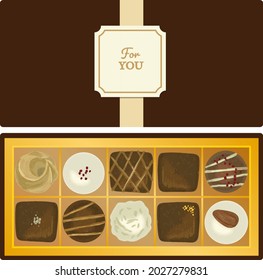 Valentine's Day illustration of chocolate sweets with a hand-drawn touch