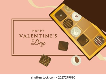 Valentine's Day illustration of chocolate sweets with a hand-drawn touch