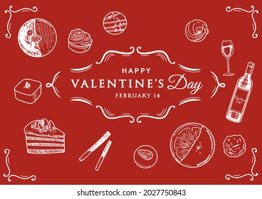 Valentine's Day illustration of chocolate sweets with a hand-drawn touch