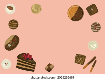 Valentine's Day illustration of chocolate sweets with a hand-drawn touch