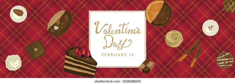 Valentine's Day illustration of chocolate sweets with a hand-drawn touch