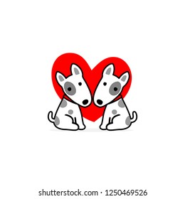 Valentine's day illustration. Couple terrier dog in love. 