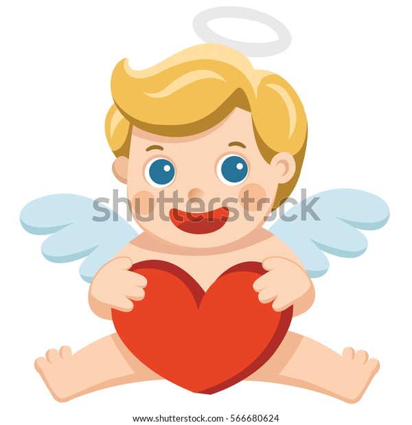 Valentines Day Illustration Cute Cupid Holding Stock Vector (Royalty ...