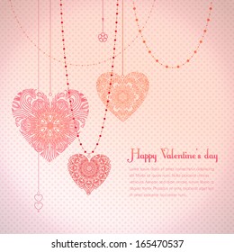 Valentine's Day Illustration with Delicate Beautiful Hearts