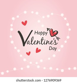 Valentine's day Illustration with garland light