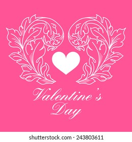 Valentine's day illustration with heart.Calligraphic design element. Vector