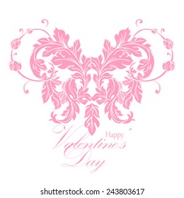 Valentine's day illustration with heart.Calligraphic design element. Vector