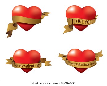 Valentine's day, illustration with hearts and banners