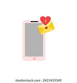 Valentine's day illustration icon. Valentine's day for illustration comunication about love use handphone